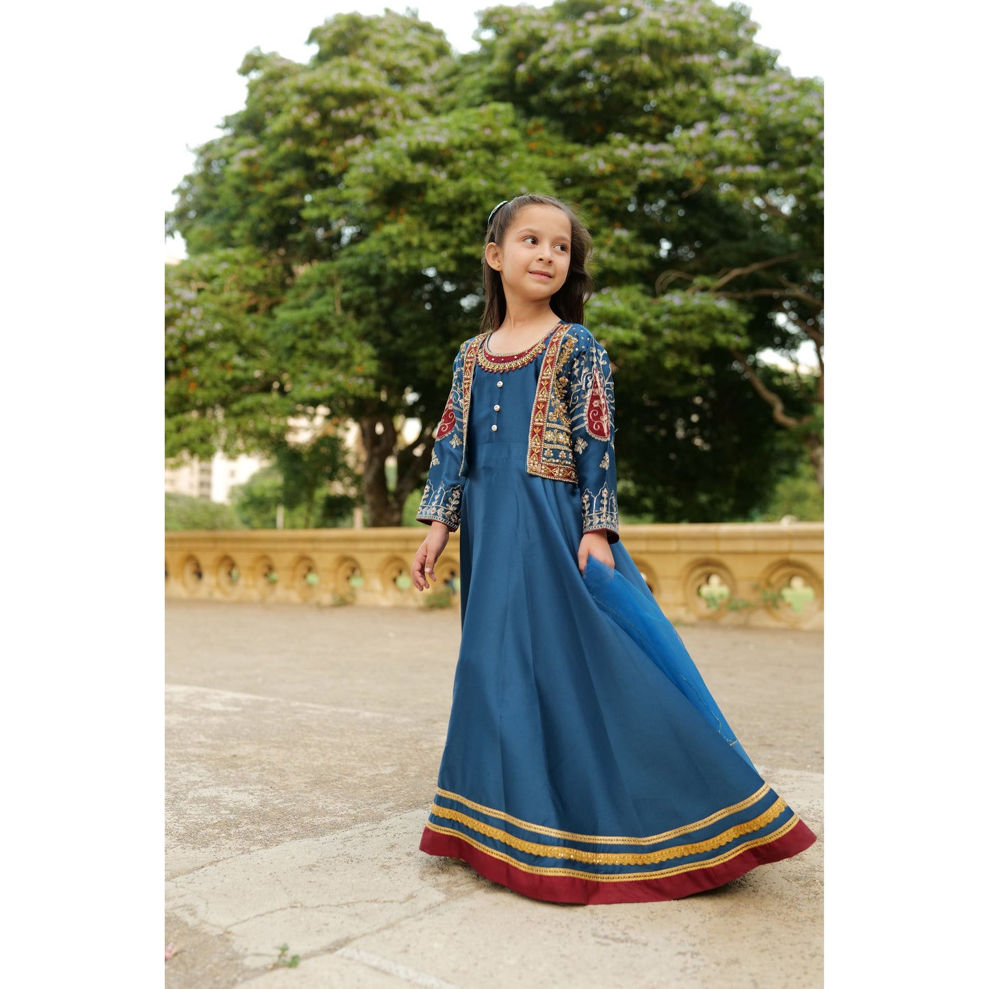 Embroidered Coat Style Gown