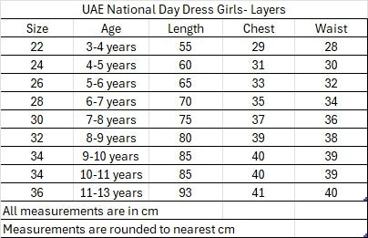 UAE National Day Dress Girls-Layers