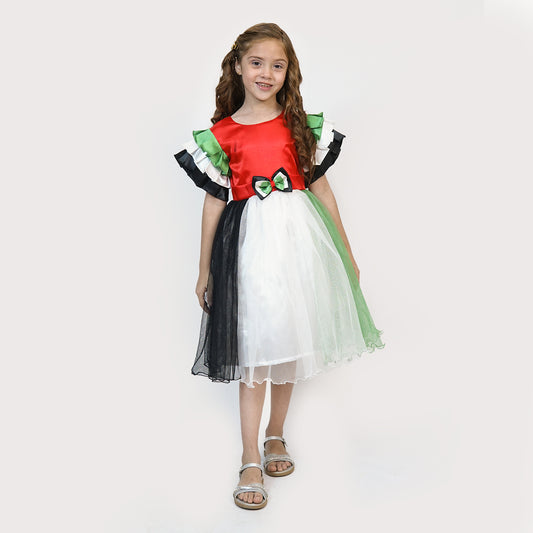 UAE National Day Dress Girls-Flag sleeves