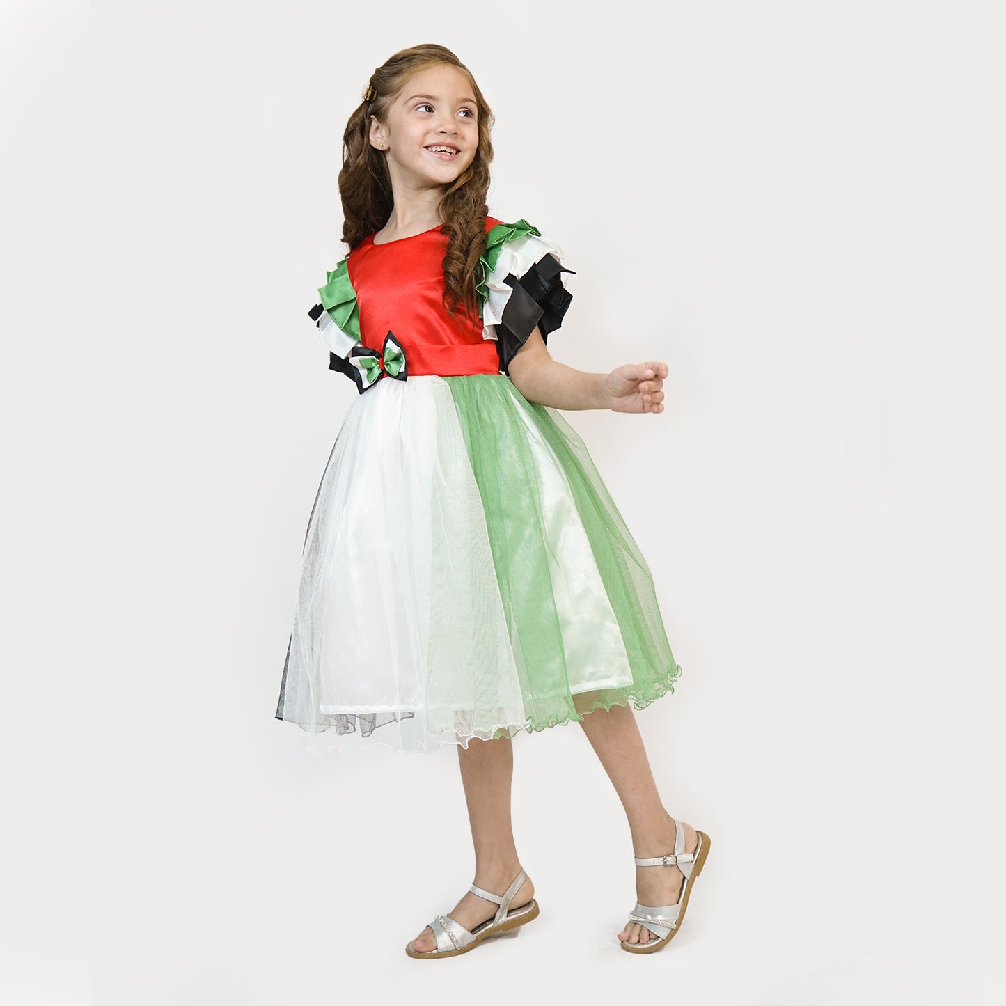 UAE National Day Dress Girls-Flag sleeves