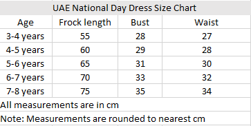 UAE National Day Dress Girls-Flag sleeves