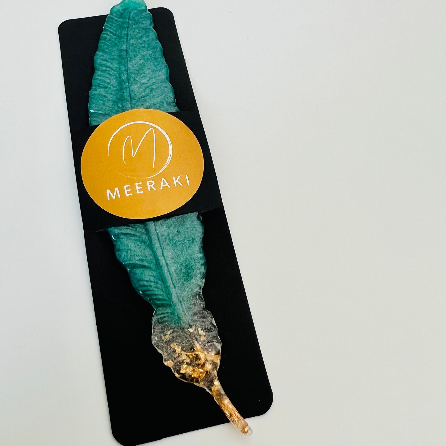 Aquamarine Feather Bookmark